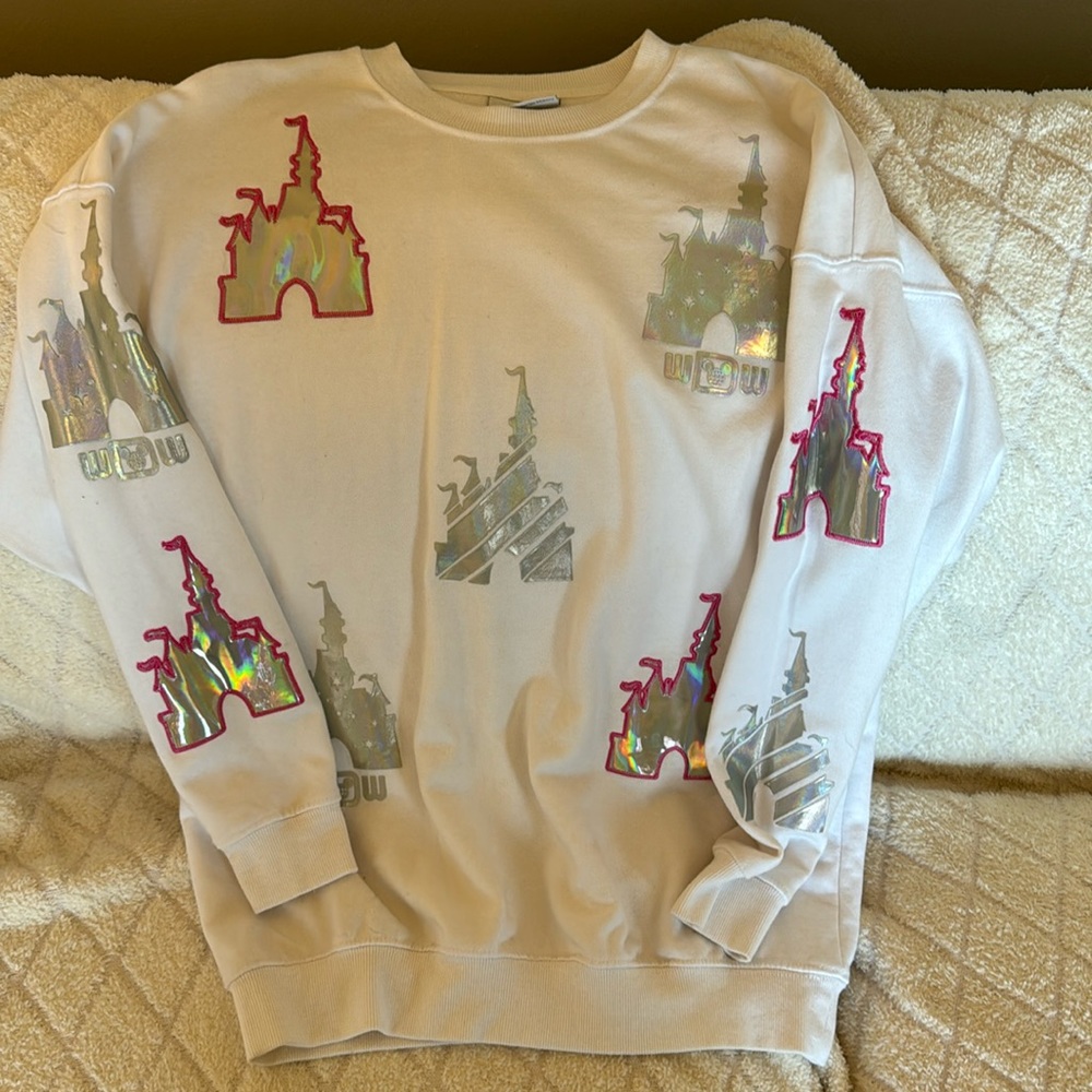 Disney Holographic castle sweatshirt like new!